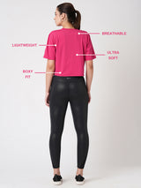 Hot Pink Boxy Mesh Tee BODD ACTIVE