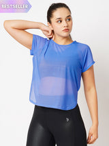 Vista Blue All Mesh Sheer Tee BODD ACTIVE