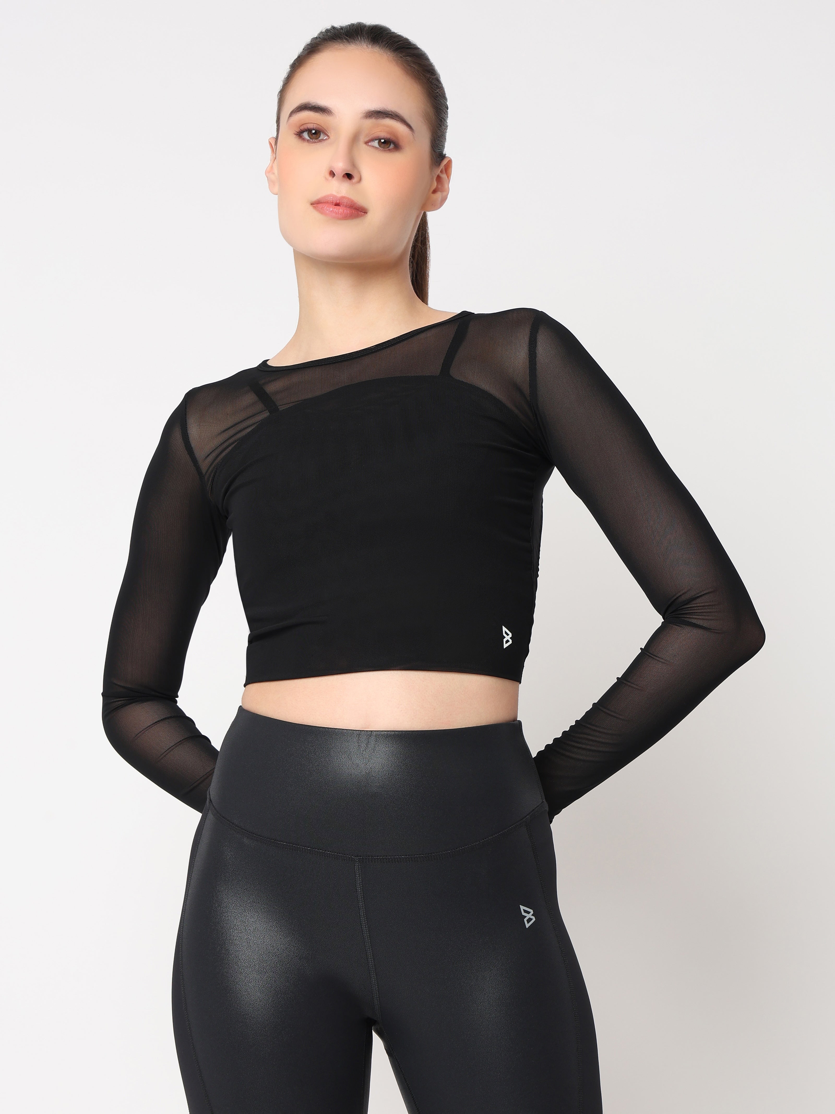 Black Mesh Open Back Tee