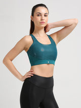 Challenge Accepted Green Glossy Sports Bra
