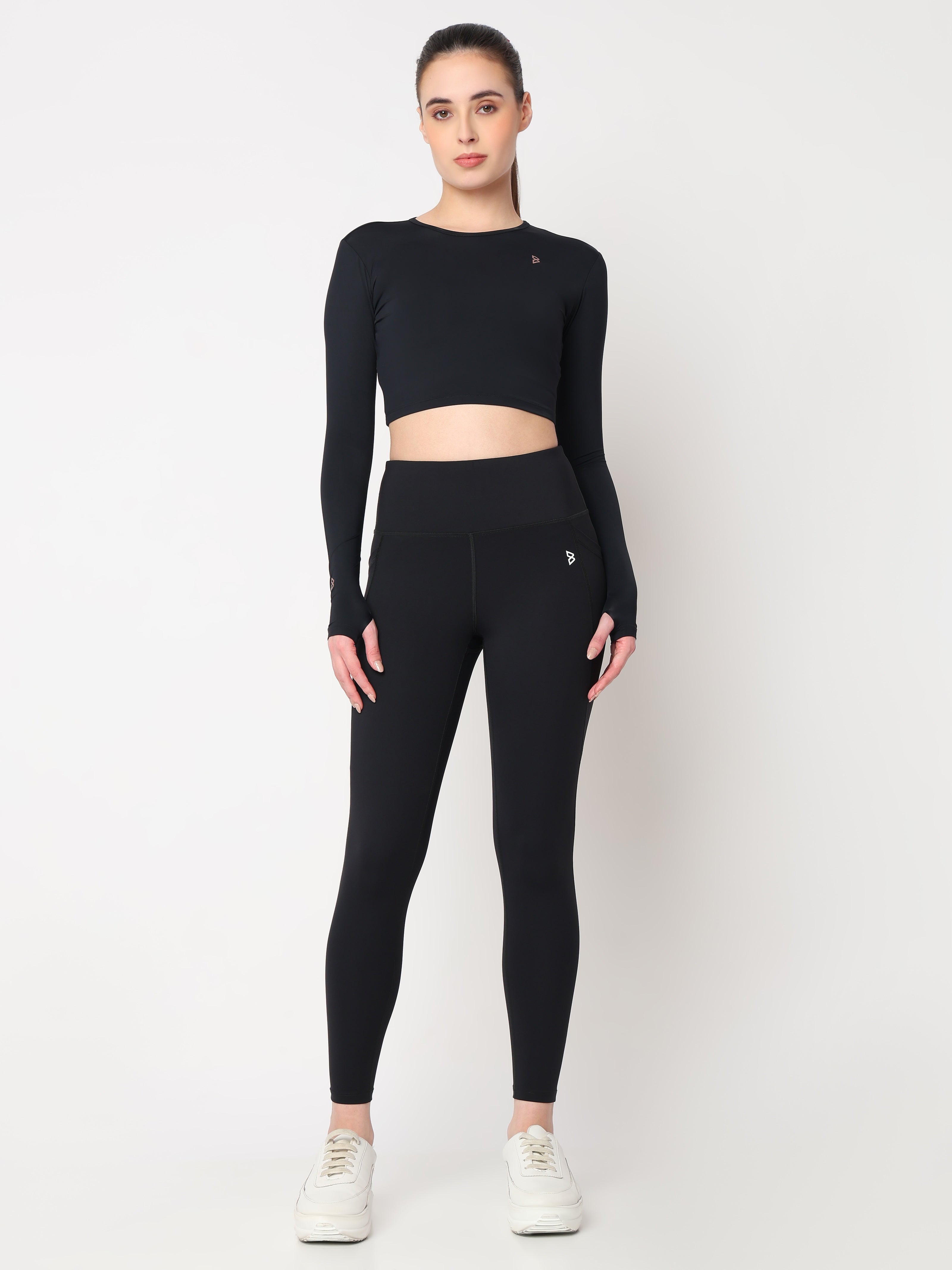 Black Essential Crop Top Set