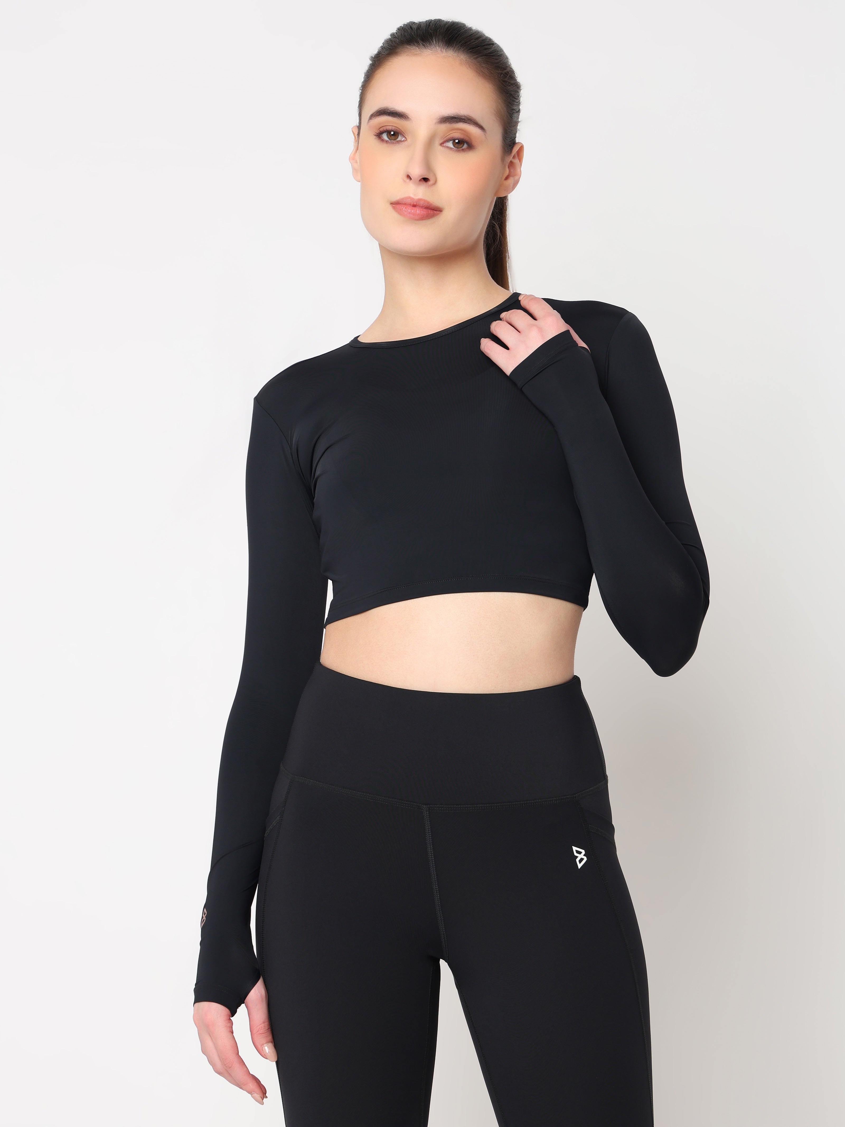 Black Tie-Up Crop Top