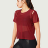 Aurora Red Off Shoulder Mesh Tee