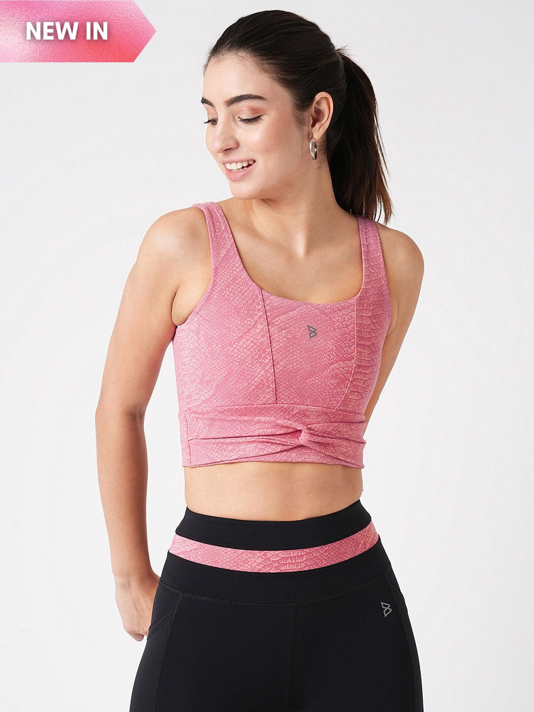 Level Up Pink Longline Sports Bra BODD ACTIVE