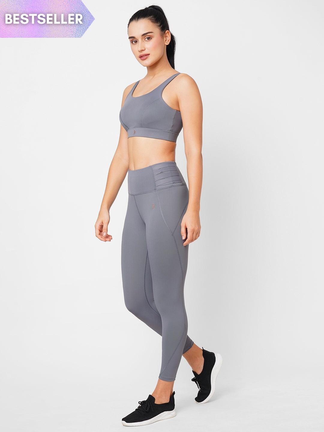 Frost Grey Criss Cross Essential High Waist Leggings BODD ACTIVE