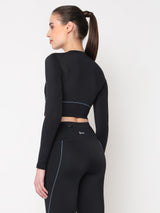 Black & Blue Endurance Full Sleeve Crop Top