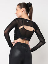 Black Mesh Open Back Tee