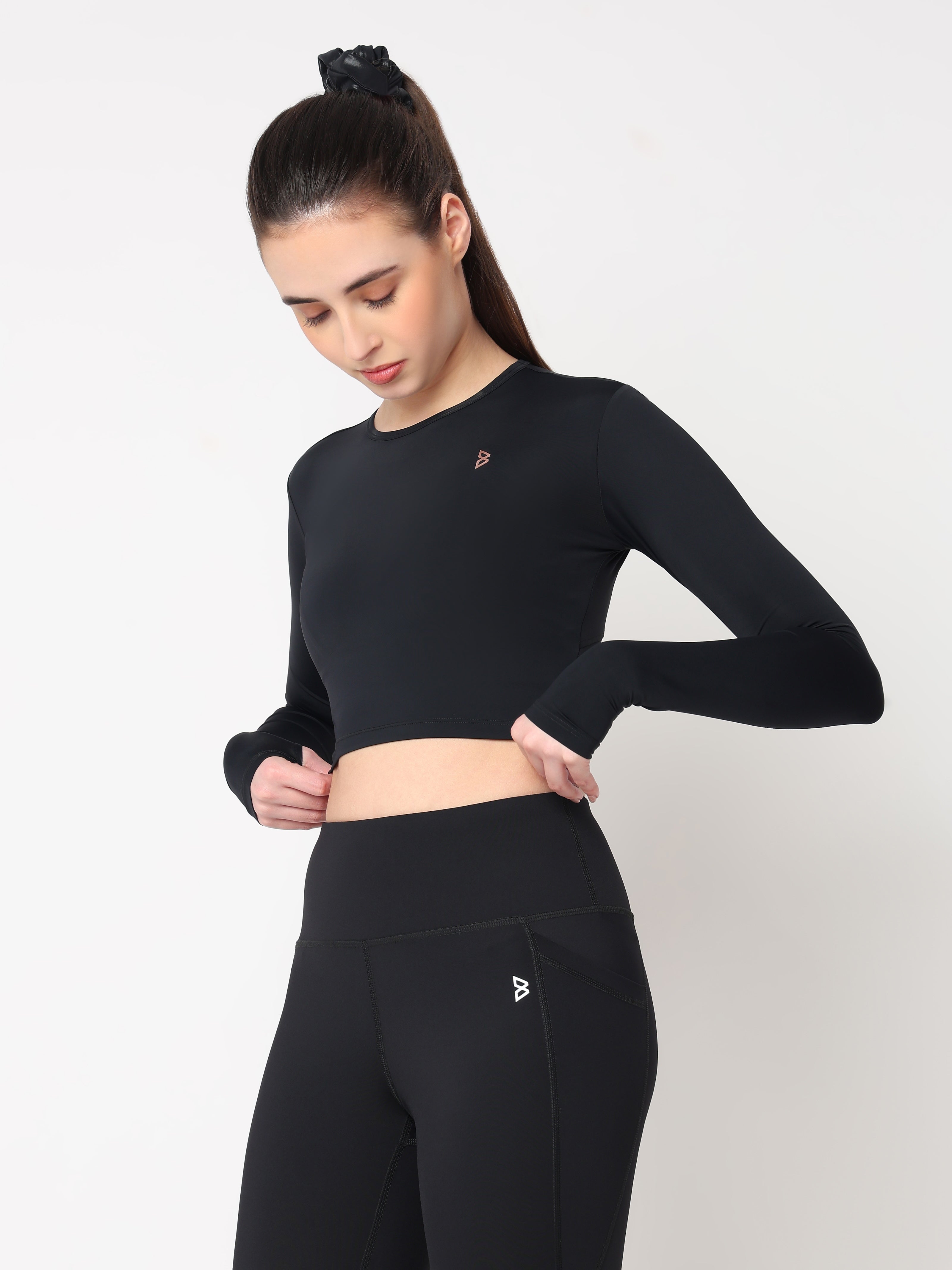 Black Tie-Up Crop Top