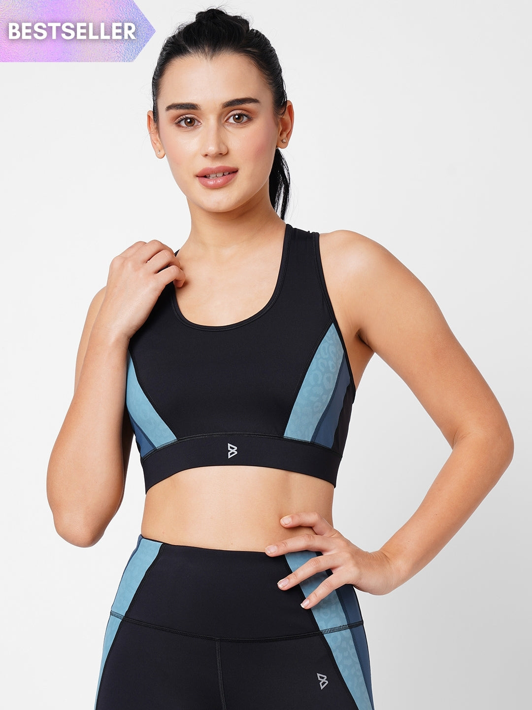Black And Teal Leopard Wave Sports Bra BODD ACTIVE