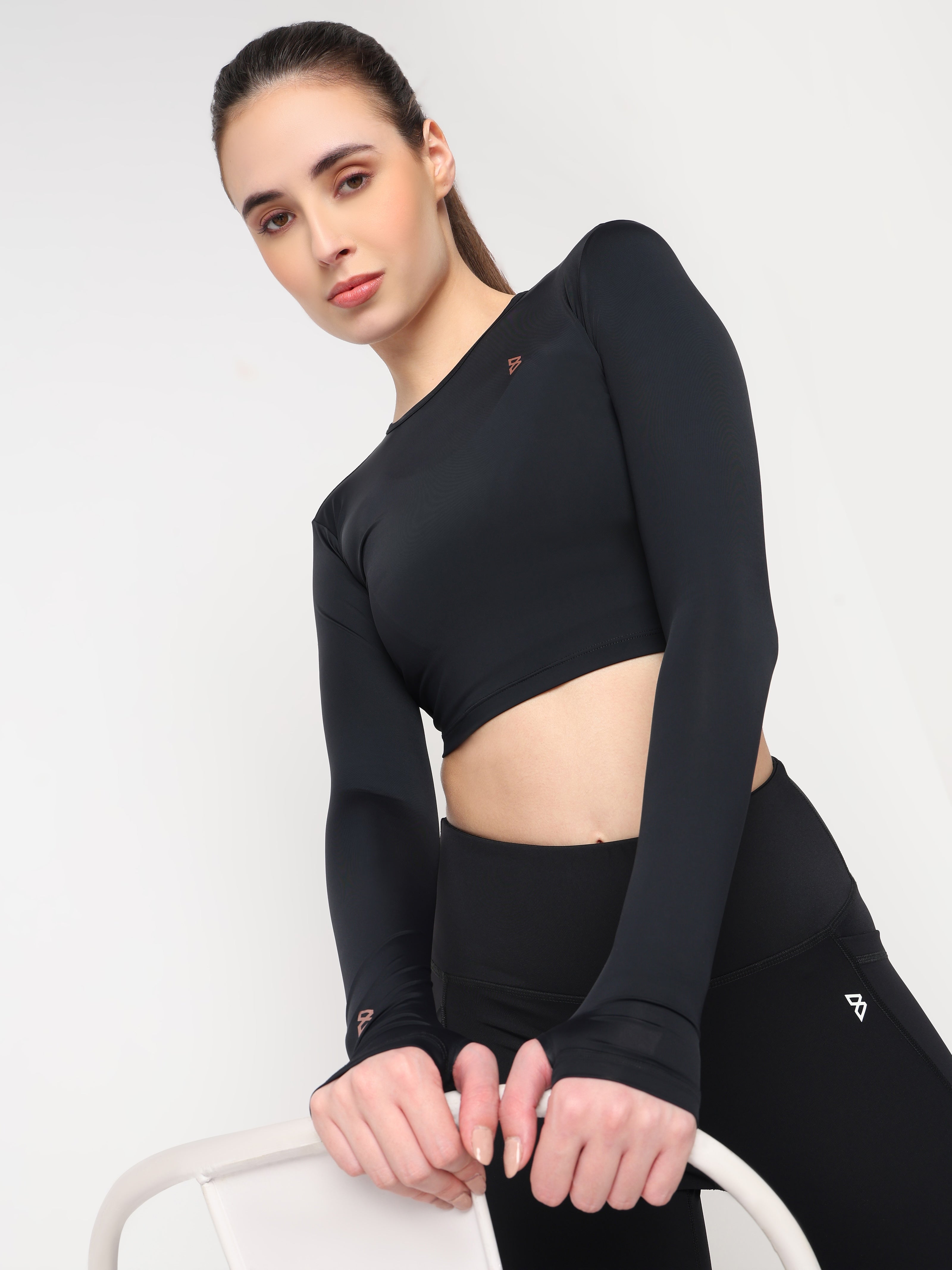Black Essential Crop Top Set