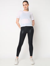 White Open Back Mesh Tee