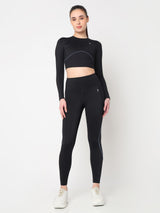Black & Blue Endurance Full Sleeve Crop Top