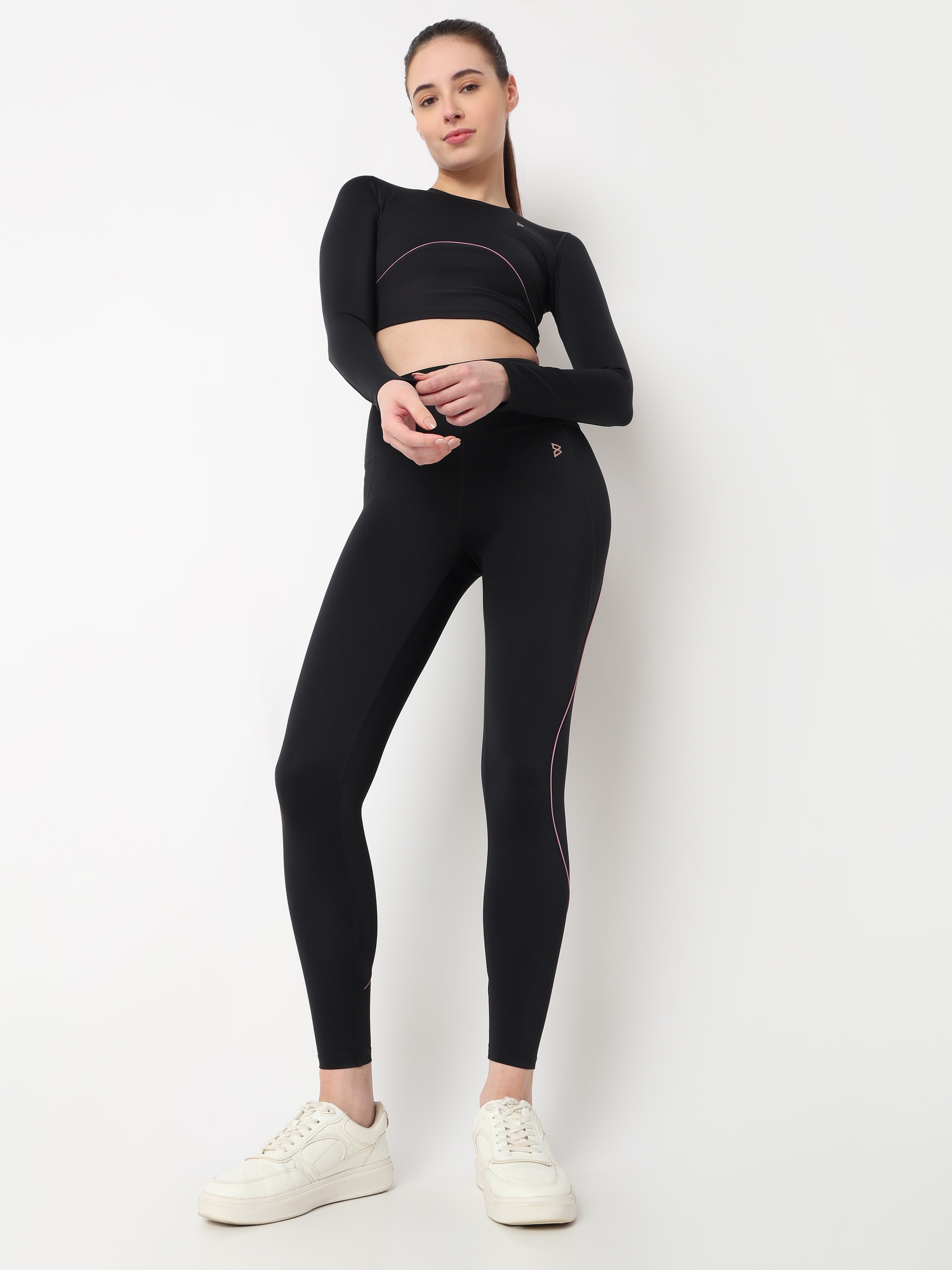 Black & Purple Endurance Full Sleeve Crop Top