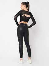 Black Mesh Open Back Tee