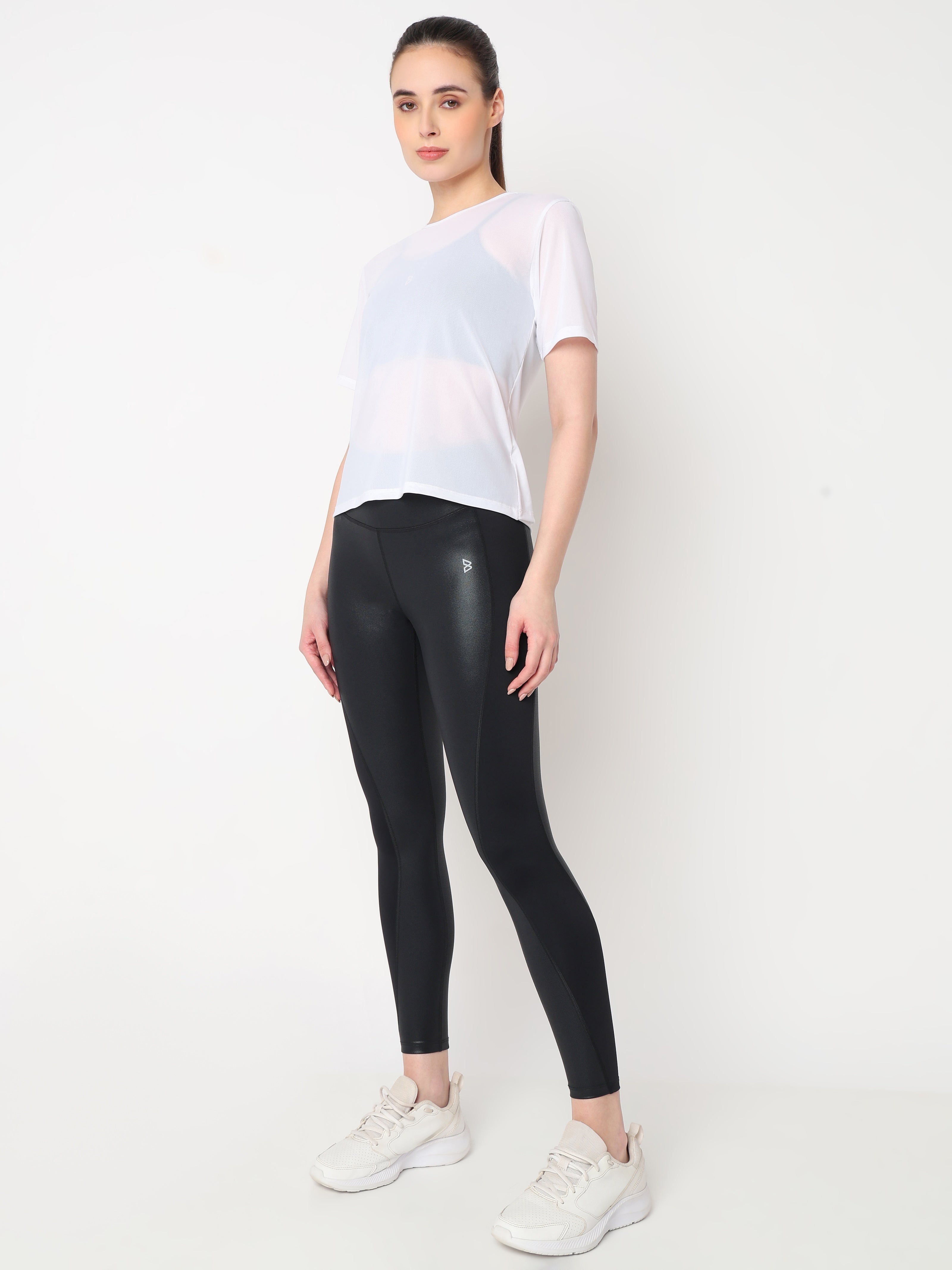 White Open Back Mesh Tee