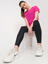 Hot Pink All Mesh Sheer Tee