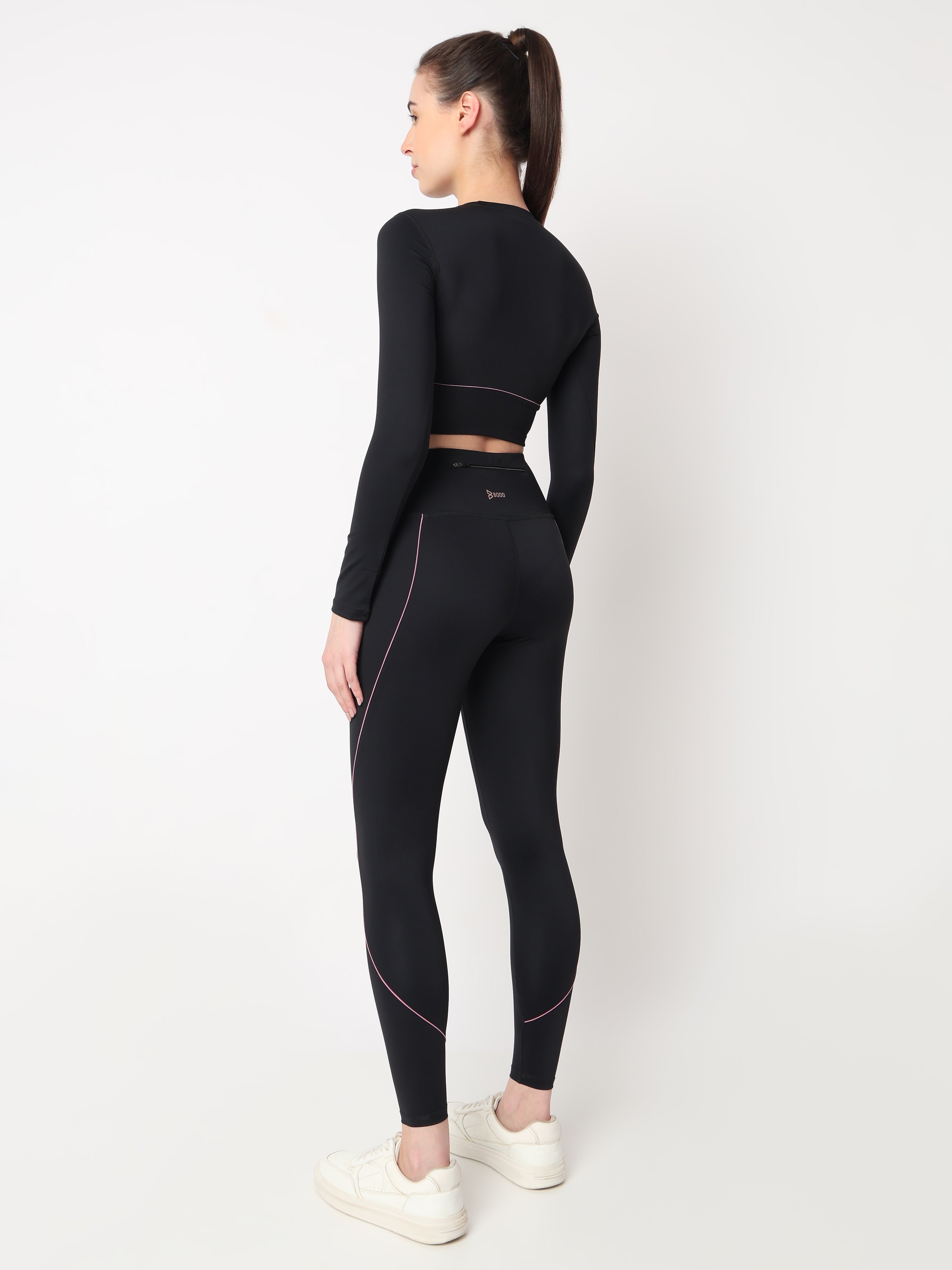 Black & Purple Endurance Full Sleeve Crop Top