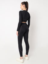 Black & Purple Endurance Full Sleeve Crop Top