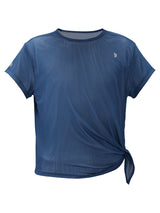 Crystal Teal Tie-up Mesh Tee