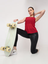 Aurora Red Mesh Open Back Tank