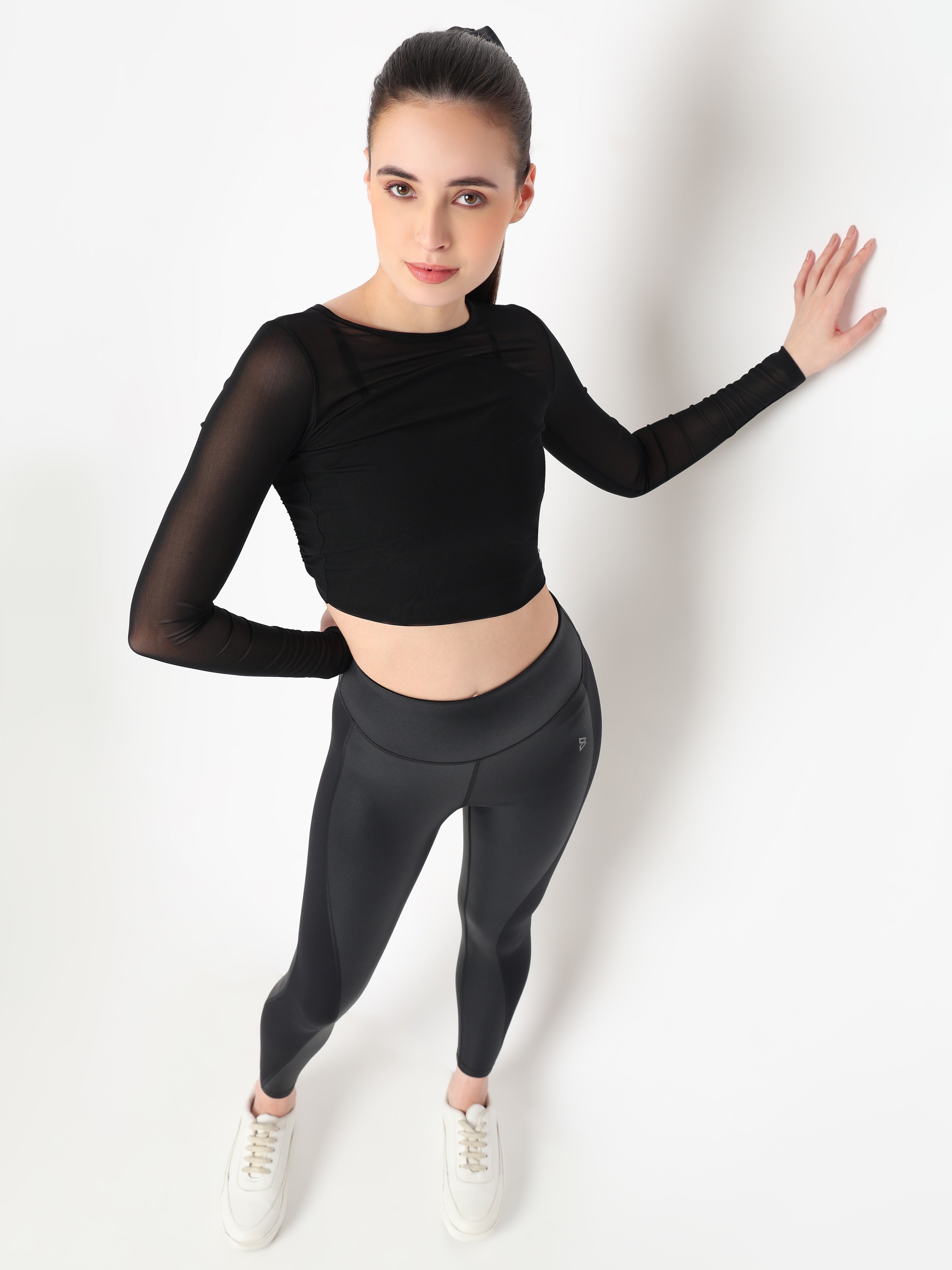 Black Mesh Open Back Tee