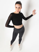 Black Mesh Open Back Tee