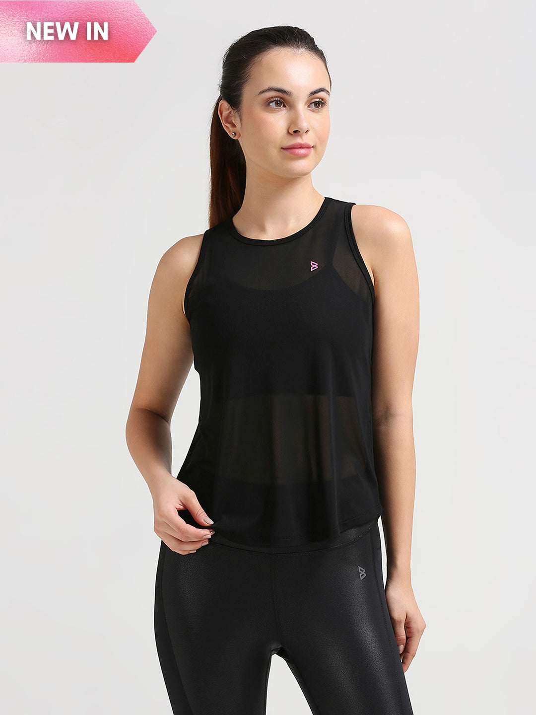 Black Mesh Open Back Tank