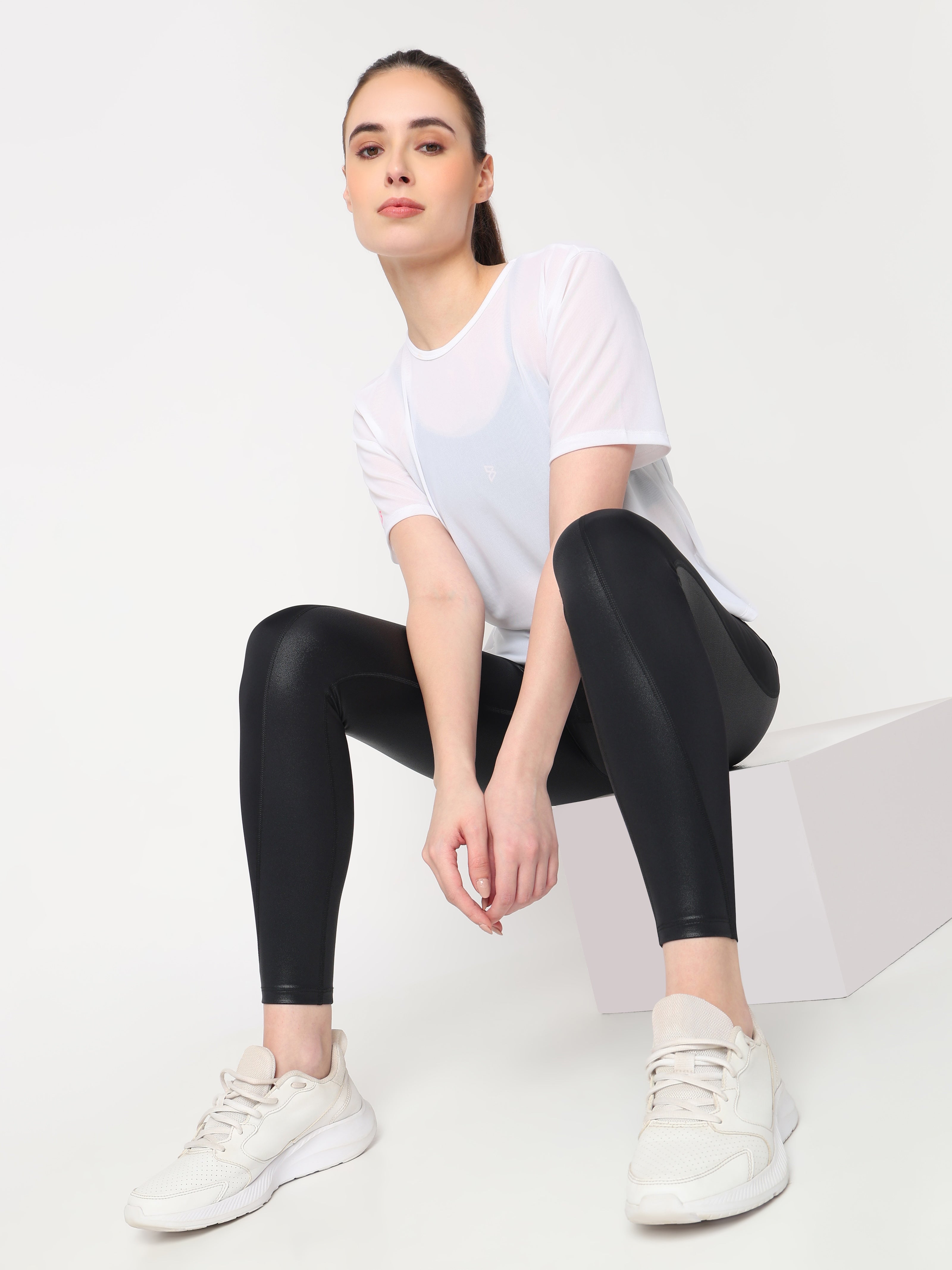 White Open Back Mesh Tee