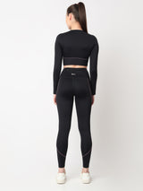 Black & Purple Endurance Full Sleeve Crop Top