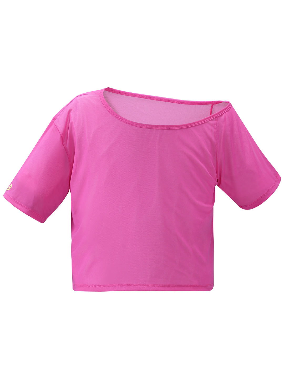 Hot Pink Mesh Off-Shoulder Tee
