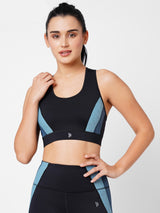 Black And Teal Leopard Wave Sports Bra