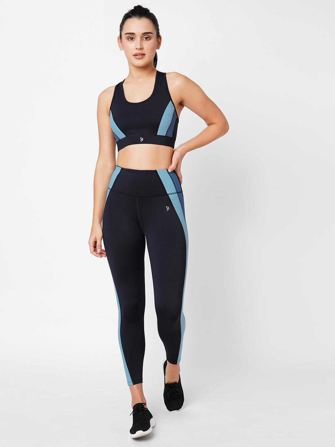 Black And Teal Leopard Wave High Waist Leggings