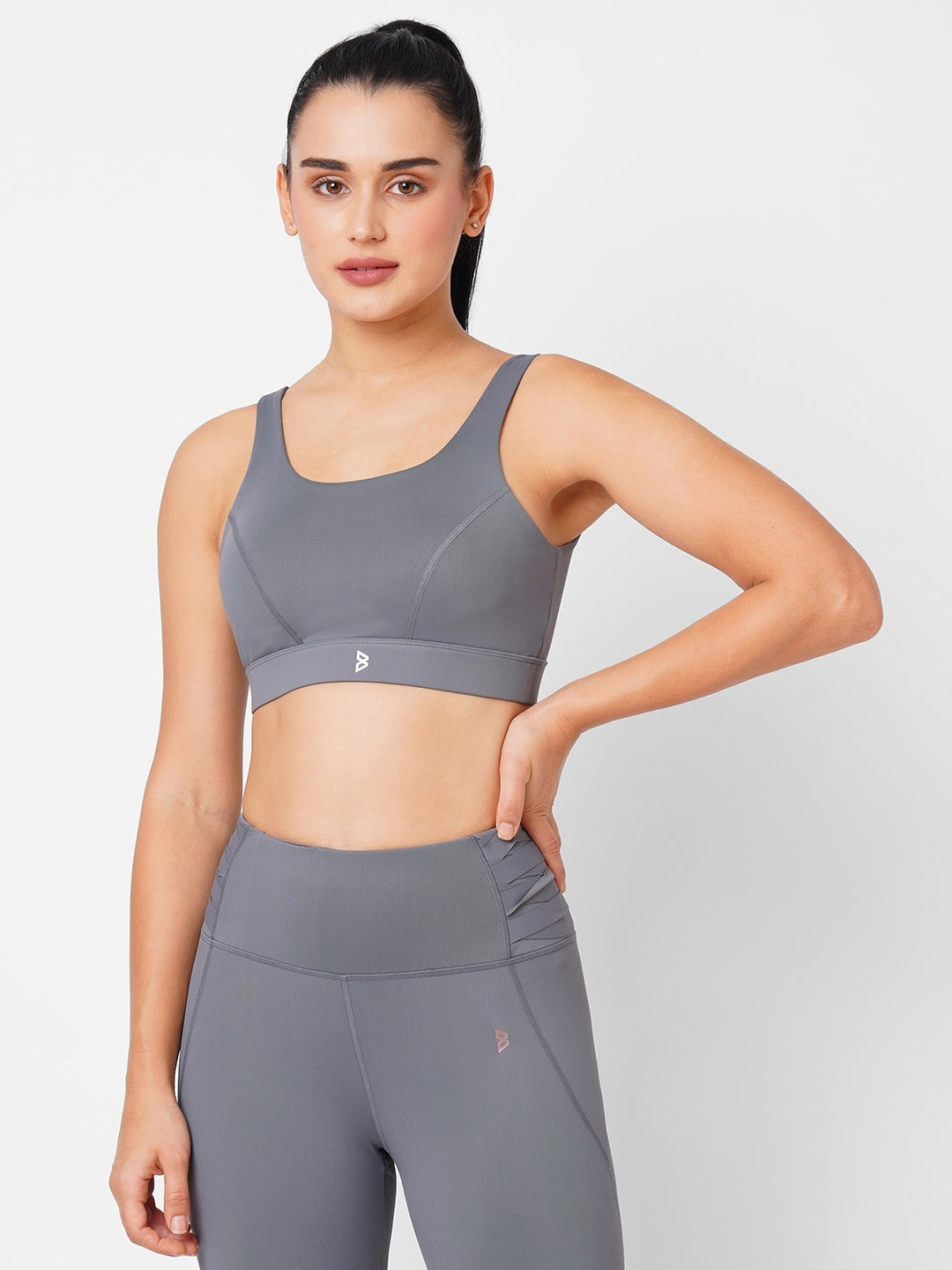 Frost Grey Criss Cross Essential Sports Bra