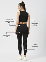 Black Mesh Rouched Set