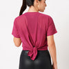 Viva Magenta Tie Up Mesh Tee
