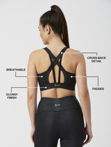 Meet Me In Manhattan Black Metallic Sports Bra