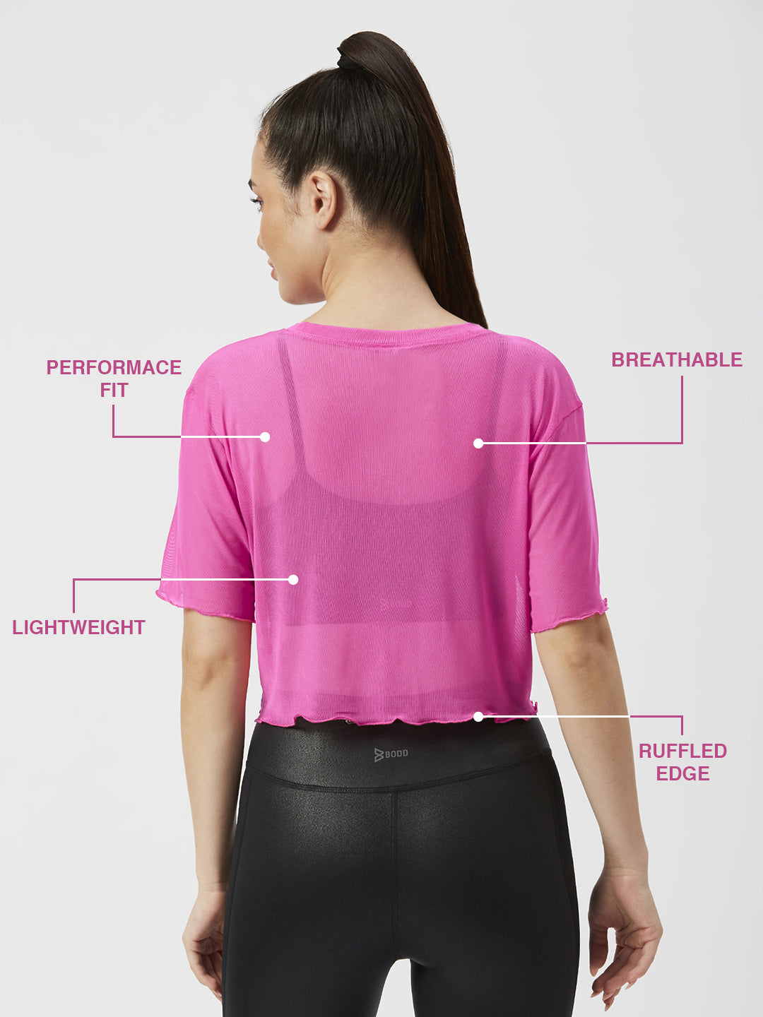 It’s A Hot Pink Summer Ruffled Mesh Tee