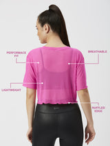 It’s A Hot Pink Summer Ruffled Mesh Tee