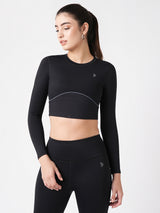 Black & Blue Endurance Full Sleeve Crop Top