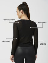 Black Mesh Long Sleeve Tee