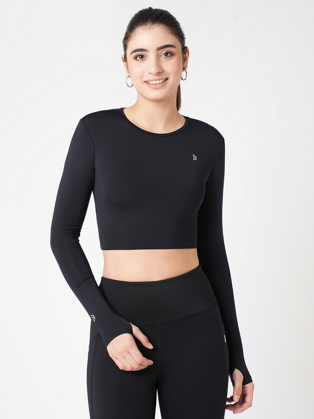 Black Tie-Up Crop Top