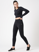 Black Essential Crop Top Set