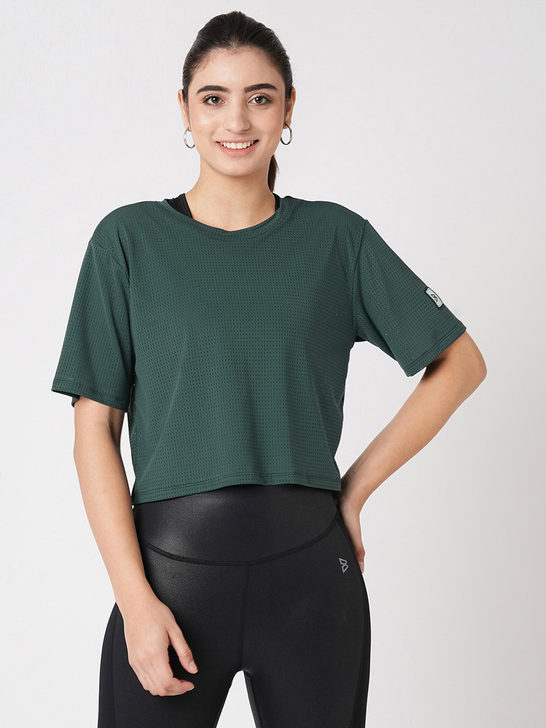 Pine Green Boxy Mesh Tee