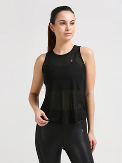 Black Mesh Open Back Tank