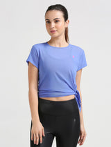 Vista Blue Tie Up Mesh Tee