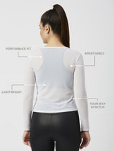 White Mesh Long Sleeve Tee
