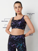 Celestial Marble Metallic Sports Bra