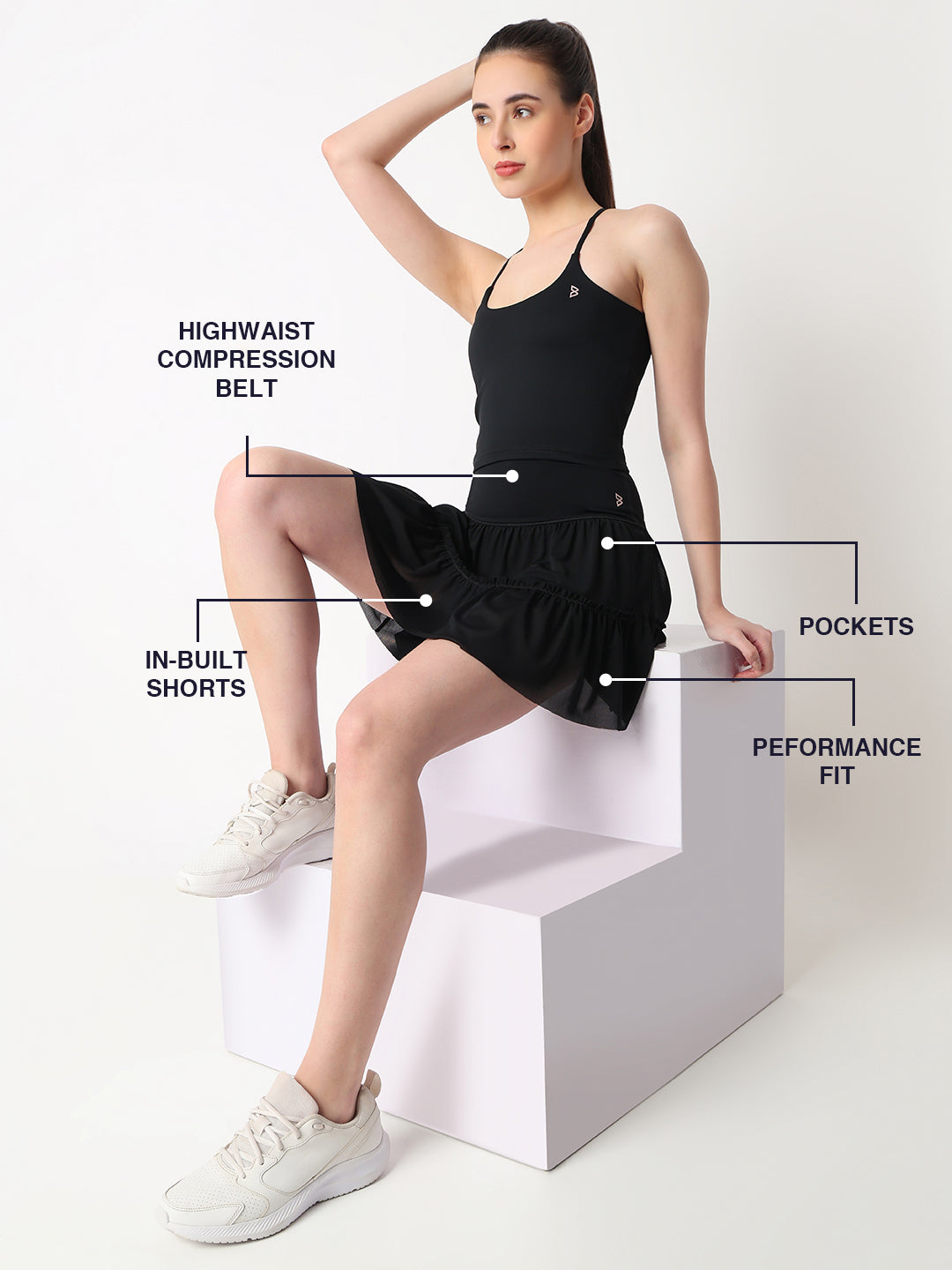 Match Point Black Skort