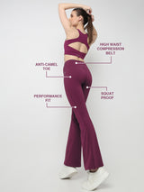 Wine Functional Flared Pants