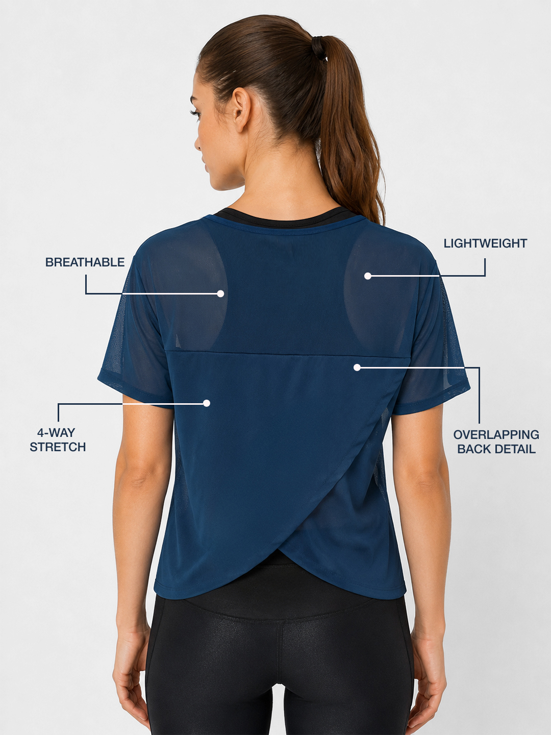 Crystal Teal Overlapping Mesh Tee